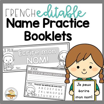 Preview of FRENCH Editable Name Practice Booklets