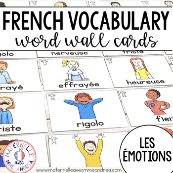 Preview of FRENCH Emotions Vocabulary Cards (cartes de vocabulaire - les émotions)