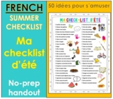 FRENCH End of Year Summer Checklist for Kids - Bucket List - fin de l'année