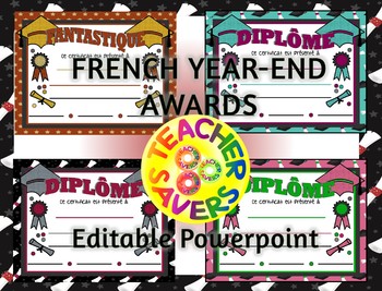 Preview of FRENCH End of year awards FULLY EDITABLE