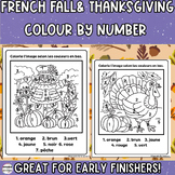 FRENCH FALL & THANKSGIVING Colour by Number- Coloriage par numéro