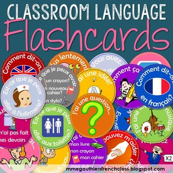 Preview of FRENCH CLASSROOM LANGUAGE FLASHCARDS