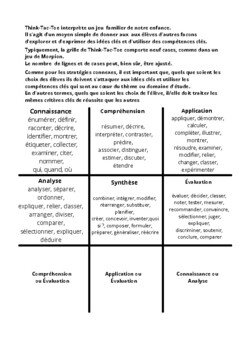 Preview of FRENCH / FRANCAIS : Différenciation pédagogique Méthode Think-tac-toe (morpion)