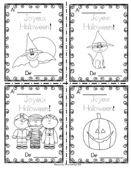 FRENCH FREEBIE Hallowen Cards with writing practice: Les Cartes Pour L ...