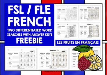 Preview of FRENCH FRUITS WORD SEARCHES FREEBIE