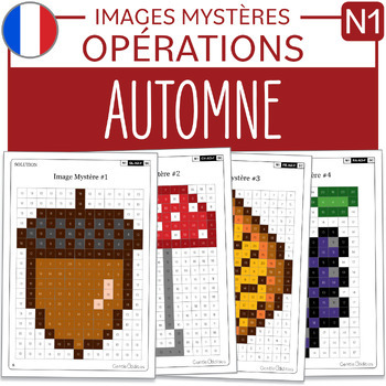 Preview of FRENCH Fall Mystery Pictures Grade 1 Automne Addition Soustraction 1-20 CP 1re