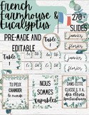 FRENCH Farmhouse & Eucalyptus Classroom Decor BUNDLE