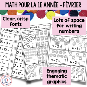 french first grade no prep math worksheets february premiere annee