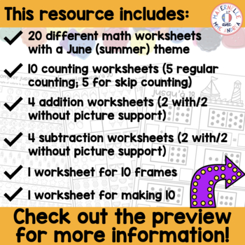 french first grade no prep math worksheets june premiere annee