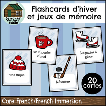 Preview of FRENCH Flashcards d'hiver | Winter Flashcards and Memory Game