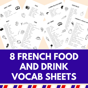 Preview of FRENCH Food and Drink Vocab Sheets