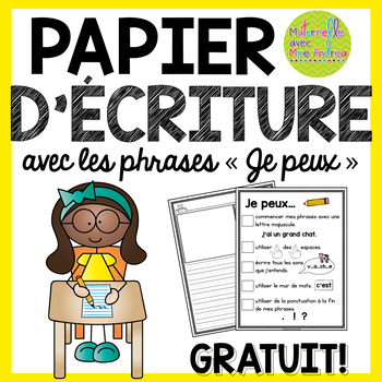 Preview of FREE French Writing Paper with Built In Success Criteria - Papier d'écriture 