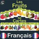 FRENCH Fruits Vocabulary Flash Cards, LES FRUITS (9x6cm). 