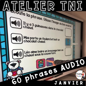Preview of French winter activities Smartboard - 60 Phrases AUDIO JANVIER 