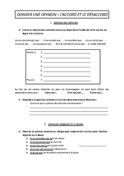 Preview of FRENCH: GIVE AN OPINION, AGREE OR DISAGREE (EXPRESSIONS + ACTIVITIES)