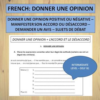 Preview of FRENCH: GIVE AN OPINION, AGREE OR DISAGREE (Expressions + Activities)