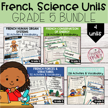 Preview of FRENCH GRADE 5 SCIENCE UNITS GROWING BUNDLE (HUMAN BODY, FORCES, MATTER, ENERGY)