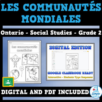 Preview of FRENCH Global Communities - Ontario Social Studies Strand B- Grade 2 -GOOGLE/PDF