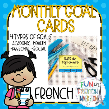 Preview of FRENCH Goal Setting Cards (Monthly)