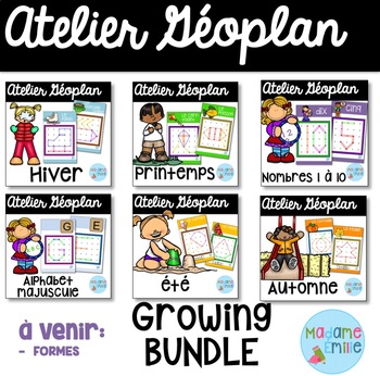 Preview of FRENCH Growing BUNDLE Geoboard cards/ Ensemble grandissant ateliers Géoplan
