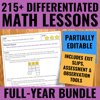 Preview of FRENCH Lessons for Guided Math | Year-Long Bundle | Partially Editable