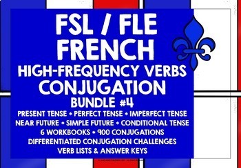 Preview of FRENCH HIGH-FREQUENCY VERBS QUICK CONJUGATION WORKBOOKS BUNDLE #4