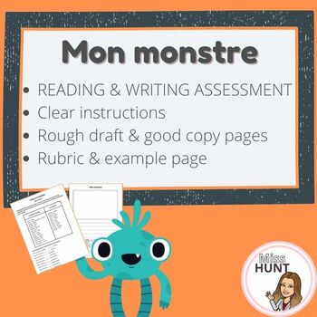 Preview of FRENCH Create a Monster Halloween Reading & Writing Assessment