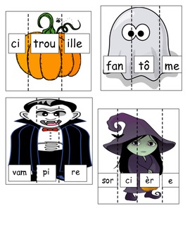 Preview of FRENCH Halloween Simple Syllables
