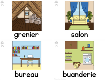 FRENCH House Word Vocabulary Cards (cartes de vocabulaire - la maison)