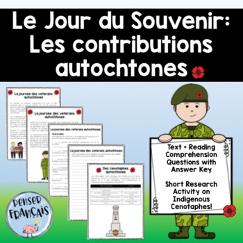 Preview of FRENCH Indigenous Remembrance Day Text + Reading Comprehension Questions