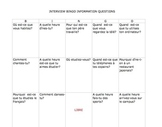 FRENCH Interview Bingo  Information Questions