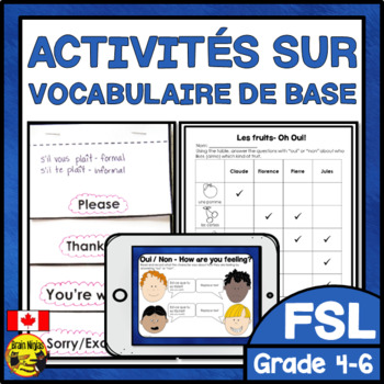 Preview of FRENCH Introductory Vocabulary Unit