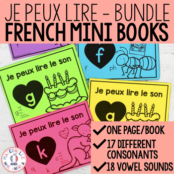 Preview of French Reading BUNDLE - Decodable Mini Books for Vowels and Consonants - Lecture