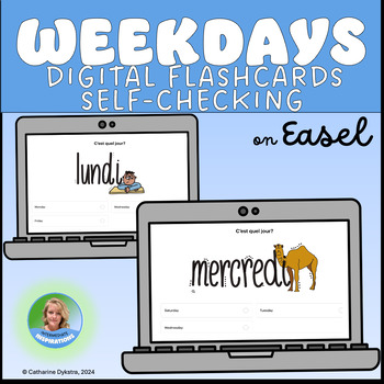 Preview of FRENCH Jours de la Semaine Days of Week Easel Vocabulary Drill & Assessment FSL