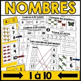 FRENCH Math - Numbers 1 to 10 Worksheets -  Les nombres 1 