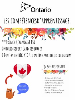 Preview of FRENCH LEARNING SKILLS POSTERS & SUCCESS CRITERIA (COMPÉTENCES D'APPRENTISSAGE)