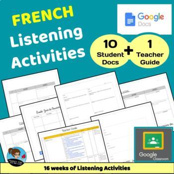 Preview of FRENCH LISTENING: Activités d'écoute: 16 wk unit: 80 video links, 10 Google Docs