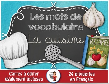 Preview of FRENCH VOCABULARY CARDS LA CUISINE - Mots de vocabulaire - script et cursif