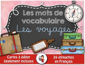 Preview of FRENCH VOCABULARY CARDS LES VOYAGES - Mots de vocabulaire - script et cursif