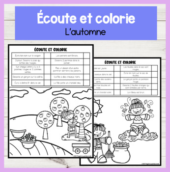 Preview of FRENCH Listen and Colour! L'automne | Compréhension orale Écoute et colorie!
