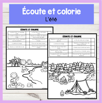 Preview of FRENCH Listen and Colour! L'ÉTÉ Compréhension orale Écoute et colorie