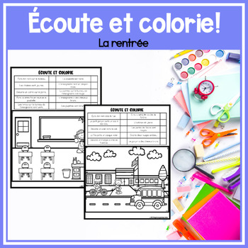 Preview of FRENCH Listen and Colour! LA RENTRÉE Compréhension orale Écoute et colorie