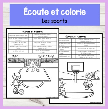 Preview of FRENCH Listen and Colour! Les sports Compréhension orale Écoute et colorie!