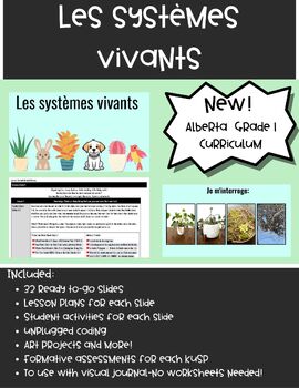 Preview of FRENCH Living Systems unit NEW Alberta Science Curriculum Grade 1