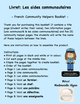 Preview of FRENCH-Livret: Les aides communautaires-Community Helpers Booklet