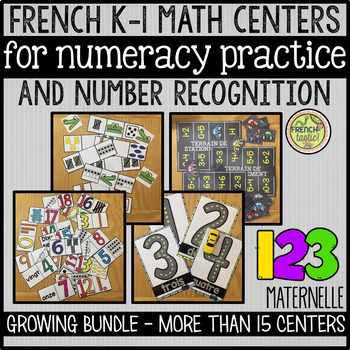 Preview of FRENCH MATH CENTERS FOR NUMBER PRACTICE & RECOGNITION K-1 (MATERNELLE)