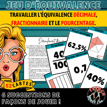 Preview of FRENCH MATHS | GAME/JEU | EQUIVALENCE | FRACTIONS, DÉCIMAUX & POURCENTAGE |