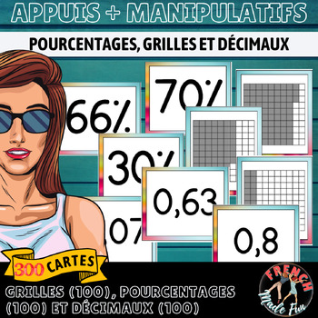 Preview of FRENCH MATHS | GRILLES, DÉCIMAUX, POURCENTAGES | CARTES/CARDS | CUT & PRINT