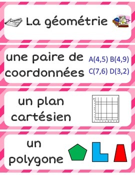 Preview of FRENCH Math Word Wall Labels - Geometry / La géometrie