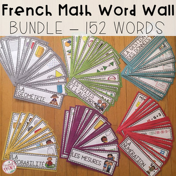 Preview of FRENCH Math Word Wall BUNDLE (ALL UNITS) - Vocabulaire de Maths (152 mots)
